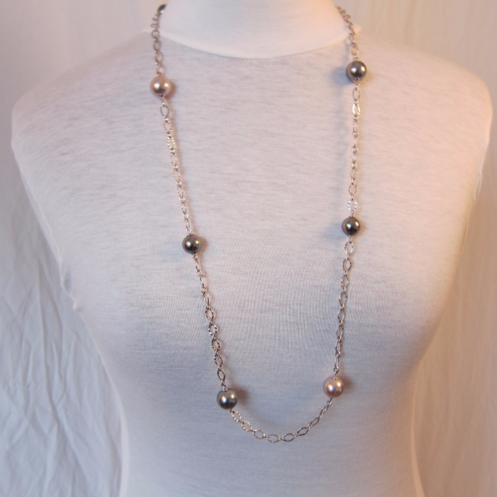 Majorica SS and cultured pearl necklace